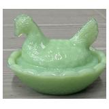 Jadite Mini Glass Hen on Nest