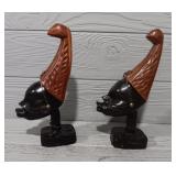 (2) Vintage Hand Carved African Figures