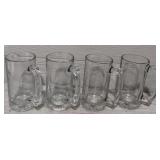 (4) Glass Beer Mugs