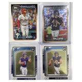 (3) Various Football Cards & (1) Baseball Card