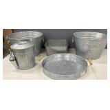 (5) Galvanized Steel Buckets & Trays