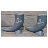 (2) Vintage Tuborg Blue Beer Mug Horns