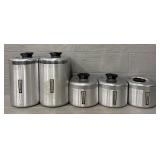 (5) Vintage Aluminum Canister Set