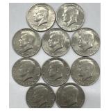 (10) Various Kennedy Half Dollars