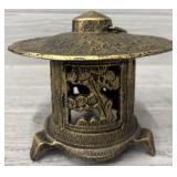 Japanese Gold Cast Iron Pagota Garden Lantern