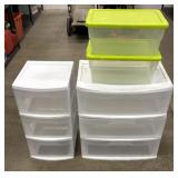 (4) Sterilite Storage Drawers & Bins