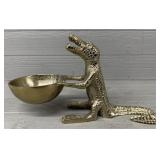 Gold Tone Alligator Bowl Home Decor