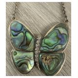 Sterling Silver & Abalone Butterfly Necklace