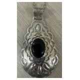 Vintage Onyx & Sterling Silver Navajo Necklace