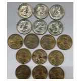 (6) Anthony Dollars & (10) Sacagawea Dollars