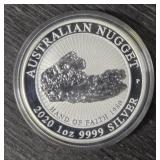 One Ounce Silver Round: Australian Nugget