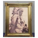 Gold Framed Native American Painting