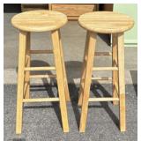 (2) Wood Classic Round-Seat Stools