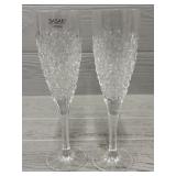(2) Sasaki Crystal Champagne Flutes