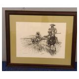 Vintage Signed Print In Frame