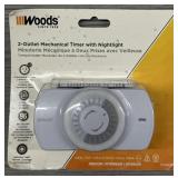 Woods 2-Outlet Mechanical Timer w/ Nightlight