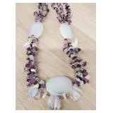 Amethyst & Iridescent White Opalite Necklace