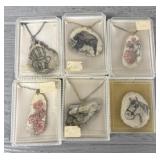 (6) Antler Bur Art Pendants on Chains