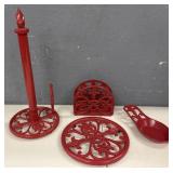 Vintage Red Wrought Iron Kitchen Set