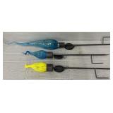 (3) Ornate Blown Glass Solar Outdoor Garden Lights