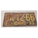 1933 Idaho License Plate