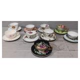 (9) Vintage Tea Cups & Saucers