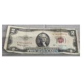 Vintage Jefferson $2 Red Seal Bill