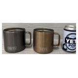 (2)14oz Yeti Stainless Ramblers & PopTop Stash Can