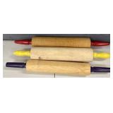 (3) Vtg Wooden Rolling Pins