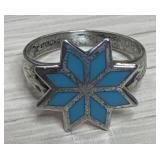Sterling Silver Turquoise Inlay Starburst Ring