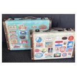 (2) Nesting Vintage Style Suitcase Boxes