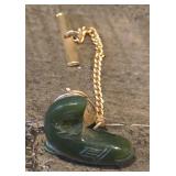 1970s Green Jade Salmon Pendant Tie Cilp