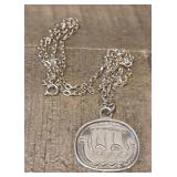Vintage Viking SHIP Pewter Pendant w/ Necklace
