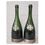 (2) Segura Viudas Green Glass Bottles
