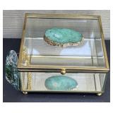 American Atelier Gold Trim Agate Trinket Box