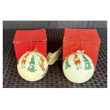 (2) Vintage Hand Painted Glass Ornaments