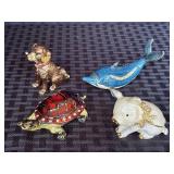 (4) Animal Enameled Trinket Boxes
