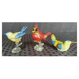 (3) Enameled Bird Trinket Boxes
