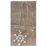 Vintage Rhinestone Snowflake Pendant Necklace