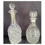 (2) Vintage Crystal Whiskey & Wine Decanters