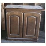 Mid Century Wood Counter w/ Dutch Delft Blue Top