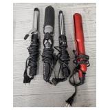 Flat Iron & (3) Curling Irons