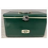1960s Green Metal Thermos Carry Cooler w/ Handle