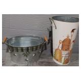 Metal Basket & Trash Can