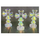 (3) Iridescent Crystal Crosses by Oleg Cassini