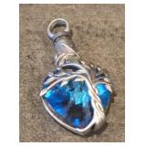 Sterling Silver Pendant w/Blue Gem