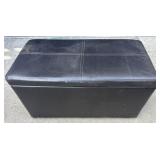 Brown Faux Leather Ottoman W/ Storage #1