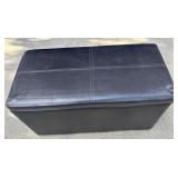 Brown Faux Leather Ottoman W/ Storage #2