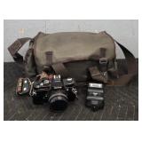 Konica Autoreflex TC Camera w/ Bag & Flash