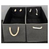 (2) Grey Fabric Storage Bins